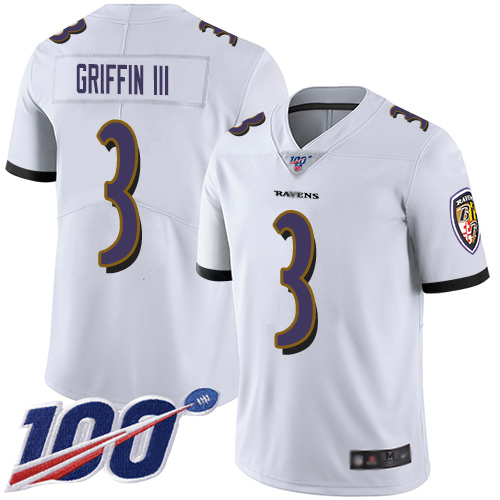 Baltimore Ravens Limited White Men Robert Griffin III Road Jersey NFL Football #3 100th Season Vapor Untouchable